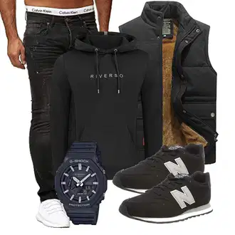 Party Outfits mit Schwarz Unkategorisiert New Balance, Schwarz Unkategorisiert Casio "Freizeit Outfit"