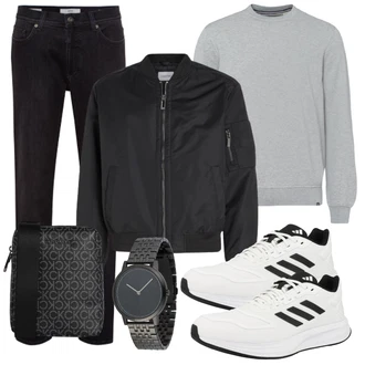 Outfit mit Weiß/Creme gesundheitsschuh/Walkingschuh/Sneaker Low/Schuh Ohne Schnürsenkel/Sommer Sneaker Adidas Performance "Freizeit Outfit"