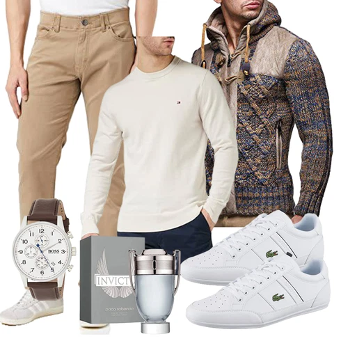 Elegant Khaki/Beige/Weiß Hoodie Damen Pullover/Kaschmir Pullover/Sport Sweatshirt/Pullover mit Stehkragen Tommy Hilfiger kombinierenLook: Elegant, Classic, Schlichte, Büro, Schön, Maritim, Smart Casual, Skater, Preppy, Nahtlos