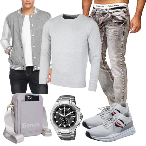 Grau/Hellgrau FrühlingsJacke/ShirtJacke/SommerJacke/CollegeJacke/BomberJacke COOFANDY kombinieren