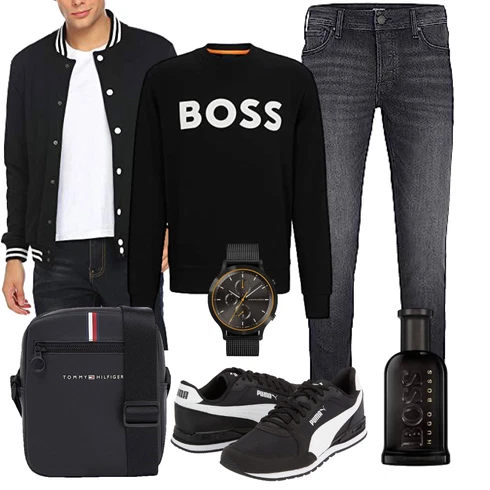 Schwarz/Dunkelblau CoachJacke/CollegeJacke/BomberJacke COOFANDY kombinieren