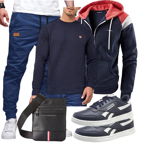 Kurz Dunkelblau/Blau KapuzenPullover/Sport Sweatshirt/Hoodie/Sweatjacke/Ausgefallener Hoodie/Sport Hoodie/Pullover mit Reißverschluss Ywenaisy kombinieren