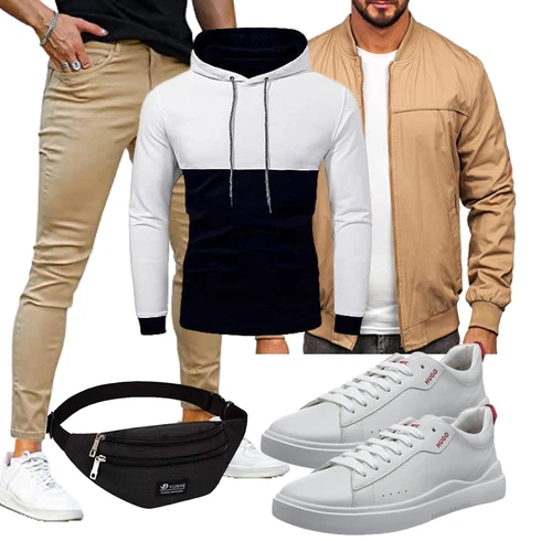 Beige/Braun/Khaki Frühlingsjacke/Fliegerjacke/Innenfutter Jacke/Coachjacke/Sommerjacke/Leichte Jacke/Wendejacke/Nylonjacke/Bomberjacke BOLF kombinieren mit Grün GINGTTO
