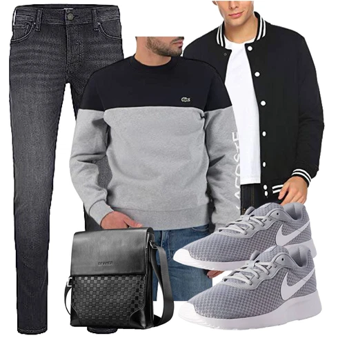 Grau/Dunkelblau/Schwarz/Hellgrau Women's Fleece Sweatshirts/Pullover mit Stehkragen/Damen Pullover/Sport Sweatshirt Lacoste kombinieren