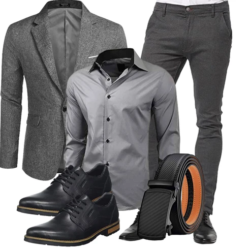 Grau/Hellgrau/Dunkelgrau Casual Hemd/BusinessHemd/Business Hemd Baxboy kombinieren