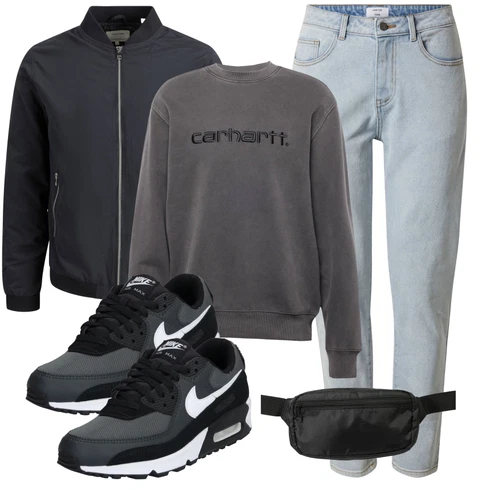 Herbst Grau/Hellblau/Blau Tapered-Jeans/Cropped Jeans/Mom Jean/Girlfriend Jeans/Slim Fit Jeans/Jeans mit Schlitz/Herren Lederjacke/Sweatjeans/Thermojeans/Winterjacke/Knöchelstiefel/Caprijeans DAN FOX APPAREL kombinieren