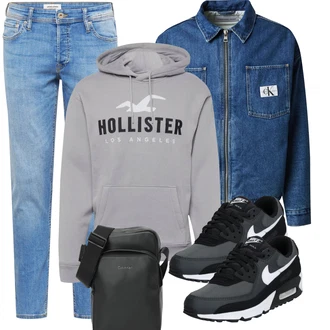 Jeans Outfits mit Blau/Hellblau Damen 7/8-Länge Jeans/Knöchelstiefel/Boyfriend Jean/Cropped Jeans/Dad Jeans/Girlfriend Jeans/Low Rise Jean/Regular-Fit Jeans/Slim Fit Jeans/Tapered-Jeans Jack & Jones "Freizeit Outfit"