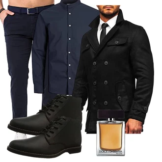Outfit mit Dunkelblau Blusenoberteil/Langarm-Shirt/T-Shirt mit 3/4-Ärmel/Hemdoberteil/Bügelfreies Hemd/Casual Hemd/Hemdbluse/Businesshemd/Business Hemd Jack & Jones "Freizeit Outfit"