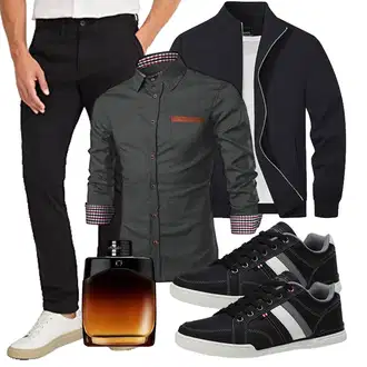 Outfit mit Schwarz/Orange/Dunkelgrau/Khaki C&A "Freizeit Outfit"