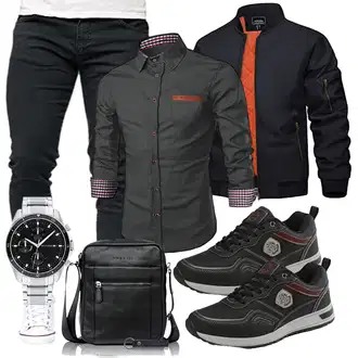 Oktoberfest Outfits Coole mit Dunkelgrün/Khaki/Dunkelgrau Kariertes Hemd/Businesshemd/Casual Hemd/Business Hemd JMIERR "Freizeit Outfit"Look: Casual, Boyfriend, Business, Coole, Büro, Uni, Schön, Moderne, Smart Casual, Workwear, Unisex, Hipster, Edel, Preppy