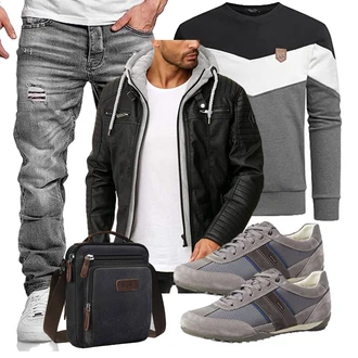 Party Outfits Schön mit Grau/Dunkelgrau/Hellgrau/Silber Damen Pullover/Pullover mit Stehkragen/Ausgefallener Hoodie/Sport Hoodie/Sport Sweatshirt Amaci&Sons "Freizeit Outfit"Look: College, Skater, Uni, Premium, Schön