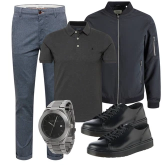 Coole Outfit mit Schwarz Schnürschuh/Leder Sneaker/Schmaler Sneaker/Oxford Schuh/Schnürer/Sneaker Low Dr. Martens "Freizeit Outfit"Look: Uni, Casual, Oversize, Trendige, Löwe, Coole, Gothic, Techno, Unisex, Bad Taste, Lack