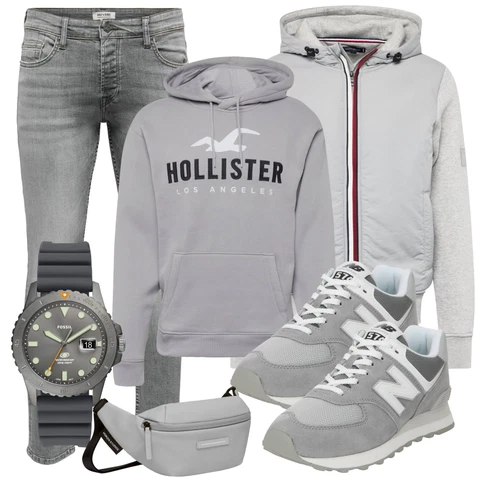 Grau/Hellgrau/Silber Sweatshirt/Kapuzenpullover/Partner Hoodie/Ausgefallener Hoodie/Sport Hoodie/Damen Pullover/Hoodie/Unisex Hoodie/Vintage Hoodie Hollister kombinieren
