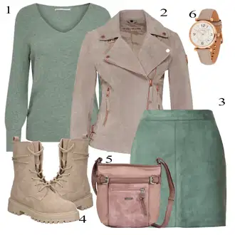 Outfit sa Zeleno Kožna Suknja/Kordasta Suknja/MiniSuknja Iz 70-ih/Suknja Iz 60-ih/Mini Suknja/Moderne Suknja VERO MODA "Jesenski outfiti"