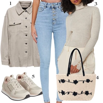 Outfit s Červená/Modrá/Krémová/Béžová/Fialová Taška Přes Rameno art of polo "Perfekt na podzim"