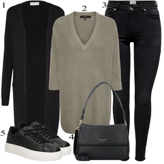 Jesenske Outfiti Polnejša mit Črna Vila "Obleka za prosti čas"