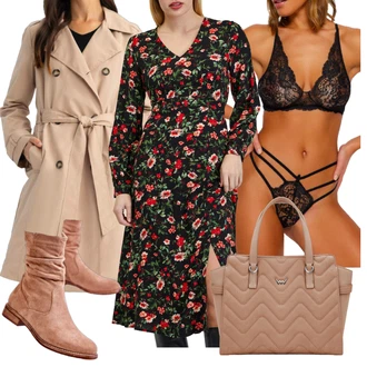 Outfit sa Pink/Crvena/Ljubičasta Haljina S Printom/Midi Haljina/Jesenska Haljina/Haljina s Prorezom/Božićna haljina/Omotna Haljina/Zimska haljina dugih rukava orsay "Jesenski Outfit"