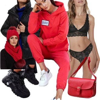 Streetwear Outfit s Červená Unisex Mikina S Kapucí/Originální Mikina/Svetr S Kapucí/Oversize Mikina/Pletená Mikina s kapucí/Vintage Mikina/Sportovní Mikina/Sportovní Mikina cocomore "Cool podzimní outfit"Look: Nadrozměrné, Streetwear, Hip Hop, Slavnostní, Sportovní
