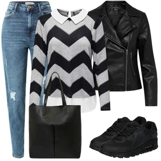 Air Max 90 Outfit sa Crna/Svjetloplava/Siva/Plava cam cipela/gimnastička papuča/Tenisica za fitness/cipela za trčanje Nike Sportswear "Jesenski outfiti"