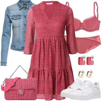 Kombinacije za zabavu sa Crvena/Pink/Tamnocrvena Haljina Veći Broj/Tunika About You "Jesenski outfiti"