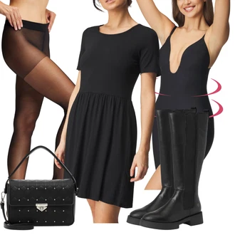 Outfit sa Crna Klasična čizmica/Ravna čizma preko koljena/Čizma za Jahanje/Široke čizme/Čizma s patentnim zatvaračem/Duga Čizma/Čizma do Koljena Apple of Eden "Jesenski Outfiti"