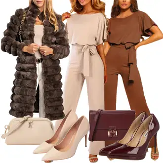 Wedding guest outfits moderne sa Crvena Kombinezon/Kratki Kombinezon fenzy, Pastelne boje Kratki Kombinezon fenzy "Jesenski Outfiti"Look: moderne