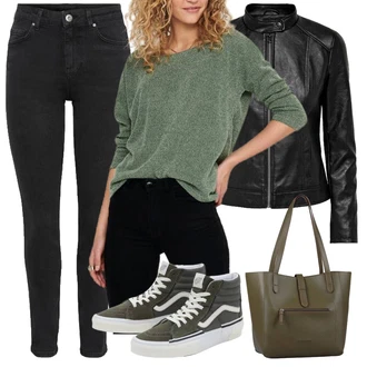 Outfit sa Tamnozelena Tenisica Skate cipela/Tenisice s patentnim zatvaračem sa strane/Platnena Tenisica/Vintage Tenisica/Zimske Tenisice/Kožna Tenisica/Tanka Tenisica Vans "Jesenski outfiti"