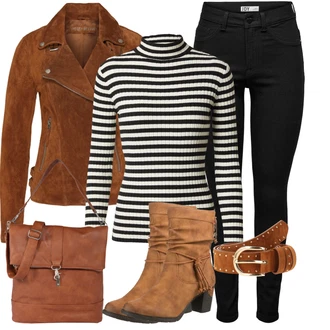 Outfit sa Smeđa/Bež Klasična čizmica/ljetna gležnjača/Podstavljena Gležnjača/Kaubojska čizma/Vintage Gležnjača/Western Gležnjača/vintage čizma/Široke čizme Rieker "Jesenski outfiti"