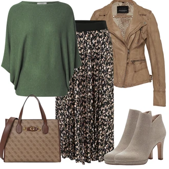 Outfit sa Siva/Ljubičasta/Smeđa/Bež Čizmica Kožna gležnjača/Cipela s ručnikom/Vintage Gležnjača/Podstavljena Gležnjača/Gležnjača na visoku petu/ljetna gležnjača Tamaris "Jesenski outfiti"