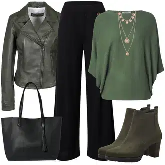 Outfit sa Crna/Žuta/Tamnoplava Palazzo Hlača/Hlače od muslina/Široka Hlača/Hlače Visokog Struka/Culotte Hlačice/Hlače s Prorezom/Marlene Hlača/Lanene Hlače/Tradicionalna Hlača Edited "Jesenski outfiti"