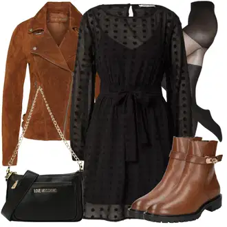 Punije Outfit sa Crna Haljina/Haljina Veći Broj/Tunika About You "Jesenski outfiti"