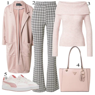 Outfit s Růžová/Fialová Kašmírový Kabát/Pletený Kabát/Dlouhý kabát/Dlouhý Kabát/Midi Kabát/Oversize Kabát/Letní Kabát Pieces "Outfit na podzim"