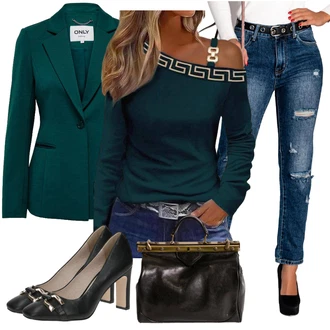 Outfit sa Bijela Obuća Salonka s Kopčom Caprice "Jesenski outfiti"