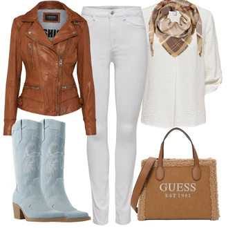 Outfit sa Bijela/Krem/Bež Košulja od muslina/Košulja s Bluzom JdY "Jesenski outfiti"