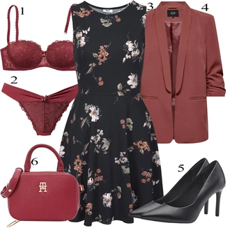Outfit s Černá/Tmavě modrá/Růžová/Hnědá Šaty Fit & Flare/Šaty S Potiskem/Šaty Do Áčka/Skater šaty/Šaty Bez Rukávů BEACH TIME "Outfit na podzim"