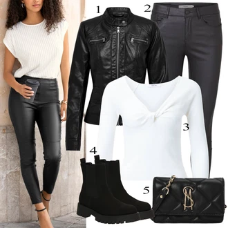 outfit mit Črna/Rdeča Jakna/Plašč Only "Obleka za jesen"