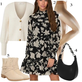 outfit mit Roza/Rjava/Črna/Rdeča/Škrlatna/Bela/Temno zelena Tunika Only "Popoln za jesen"