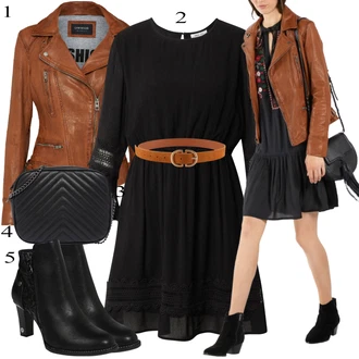 Black Outfits Pametno priložnostno mit Rjava/Temno rjava/Roza Vintage usnjena jakna/Jesenska jakna/Motoristična jakna/Jakna iz Umetnega Usnja/Usnjena Bomber Jakna/Usnjena Jakna/Pomladna jakna Oakwood "Obleka za jesen"Look: Kul, Francoski, Modernen, Lepo, Zunaj, Pametno priložnostno, Univerzitetni, Western, 80. leta