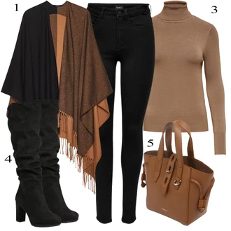 outfit mit Črna/Temno modra Pletena Pajkica/Pajkice z Razporkom/Neprosojna Pajkica/Usnjena Jakna/Oblikovana Pajkica/Tople Pajkice/Športna Pajkica/Podložena Pajkica/Baumwoll Pajkica Only "Popoln za jesen"