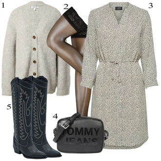 Kratka outfit mit Siva/Khaki/Svetlo siva Volnena Jopica/Kardigan iz kašmirja/Kardigan s stoječim ovratnikom/Vintage kardigan/Pletena jakna iz boucle materiala/Podložen pleteni jopič/Zimski kardigan Edited "Obleka za jesen"