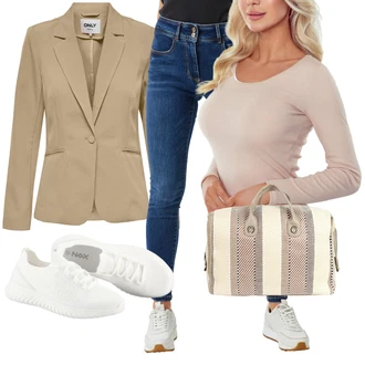 Outfit s Krémová Nezařazené Guess "Módní vzhled na podzim"