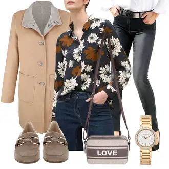 Outfity z džínu Rovná noha s Dlouhý Kabát/Vlněný Kabát/Midi Kabát MONA "Módní vzhled na podzim"