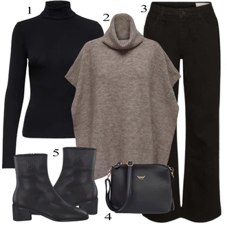 Outfity na podzim Trendový s Černá Klasická kozačka/Plochá Kotníková Bota/Ovčí Kožešinová Bota/Kožená kotníková bota/Kotníková Bota s Podšívkou/Letní kotníková kozačka/Vintage Kotníková Bota/Kozačka se zipem Tamaris "Cool podzimní outfit"Look: Techno, 20 léta, 30 léta, 60. Let, Šik, Duckfeet, Egirl, Elegantní, Váhy, Premium, Trendový, Unisex
