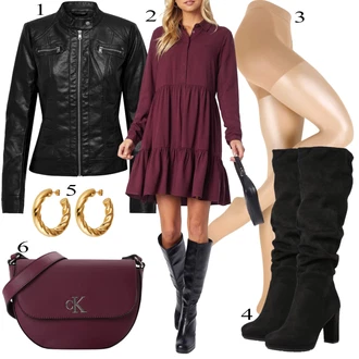 outfit mit Črna/Rdeča Jakna/Plašč Only "Obleka za jesen"