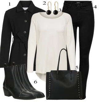 outfit mit Črna/Temno modra Pletena Pajkica/Pajkice z Razporkom/Neprosojna Pajkica/Usnjena Jakna/Oblikovana Pajkica/Tople Pajkice/Športna Pajkica/Podložena Pajkica/Baumwoll Pajkica Only "Obleka za jesen"
