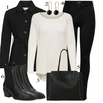 outfit mit Črna/Temno modra Pletena Pajkica/Pajkice z Razporkom/Neprosojna Pajkica/Usnjena Jakna/Oblikovana Pajkica/Tople Pajkice/Športna Pajkica/Podložena Pajkica/Baumwoll Pajkica Only "Obleka za jesen"