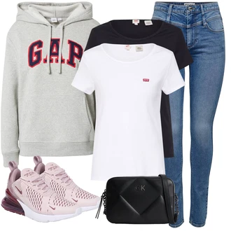 Outfit s Šedá/Světle šedá/Zelená Svetr S Kapucí/Sportovní Mikina/Partnerská Mikina/Vintage Mikina/Unisex Mikina S Kapucí/Sportovní Mikina/Originální Mikina GAP "Outfit na podzim"