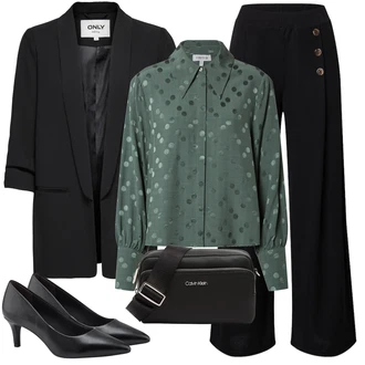 Outfit s Černá/Žlutá/Tmavě modrá Palazzo Kalhoty/Kalhoty s Vysokým Pasem/Kalhoty se Štěrbinou/Culotte Kalhoty/Široká Kalhoty/Mušelínové kalhoty/Tradiční Kalhoty/Marlene Kalhoty/Lněné Kalhoty Edited "Outfit na podzim"