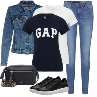 Outfity z džínu Skinny s Modrá/Světle modrá Jeggings/Skinny Kalhoty/Džínové Legíny VERO MODA "Outfit na podzim"