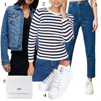 Outfit sa Plava/Tamnoplava Dad Traperice/Traperice s Prorezom/Mom Jean/High Waist Traperice Trendyol "Jesenski outfiti"